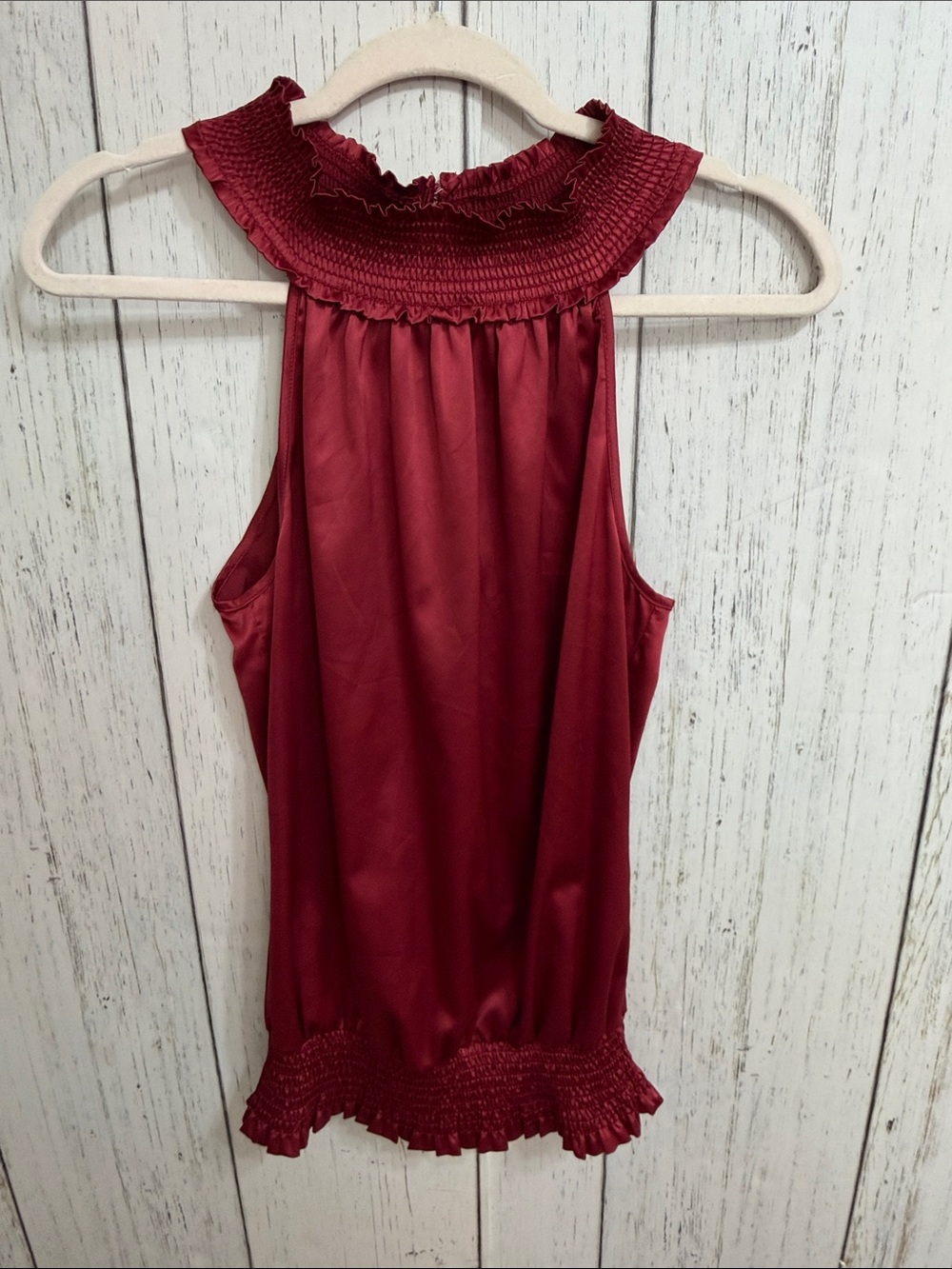 Theme Smocked High-Neck Sleeveless Shell Top